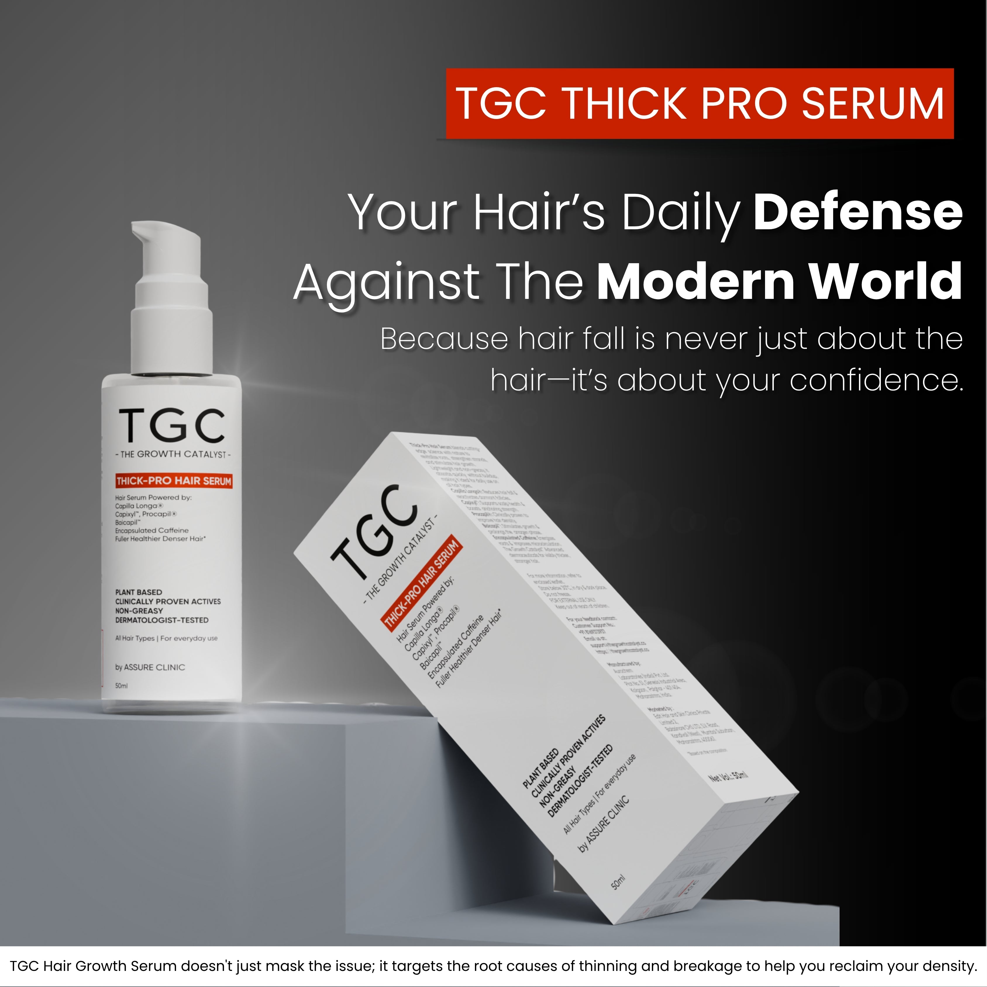TGC The Growth Catalyst by Assure Clinic | Thick Pro Hair Serum – Advanced Hair Thickening & Growth Formula for Men & Women, 50ml