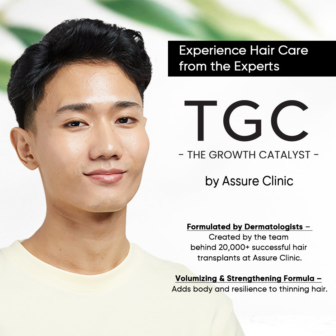 TGC The Growth Catalyst by Assure Clinic l Thick Pro Shampoo & Conditioner Set – Volumizing & Strengthening Hair Care | Sulphate & Paraben Free | Procapil, Argan Oil | 2x140ml